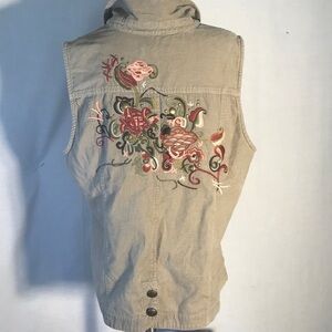 Corduroy vest with embroidered detail